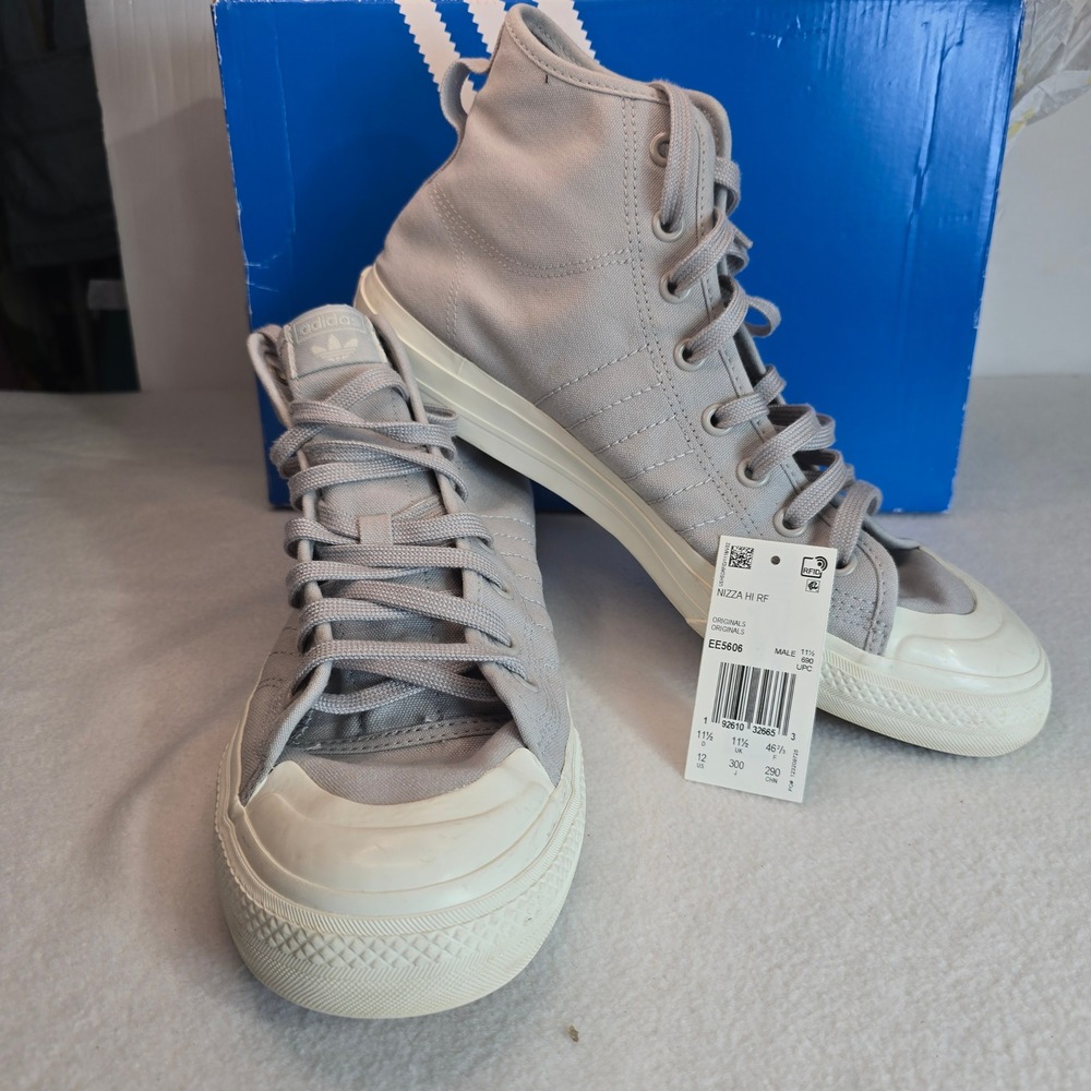 Adidas Nizza Hi RF Grey Canvas High Top Skateboarding Sneakers Mens 12 EE5606